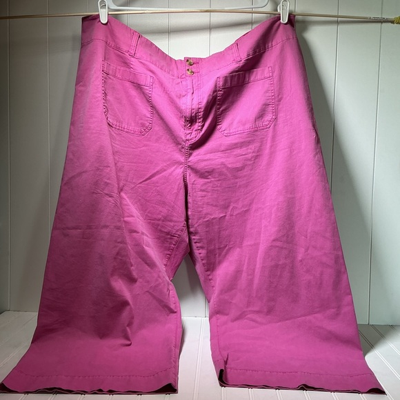 LC Lauren Conrad Women's Plus Size 26W Pink Super High Rise Wide Leg Crop Pants - Picture 2 of 11